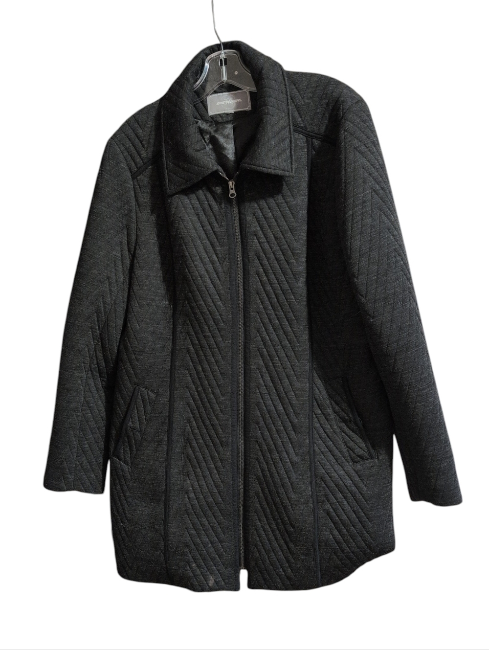 Johnston & Murphy Quilted Black Coat Women’s XL Zip Front Jacket Classic Outer